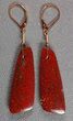 Bright Red Agatized Dinosaur Bone Earrings #5250-6